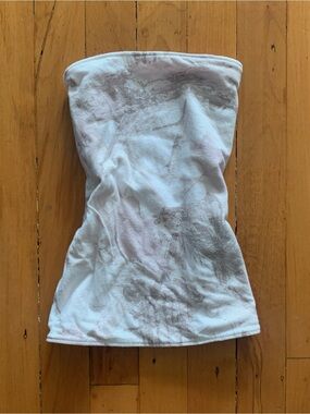 White Reversible Strapless Tube Top with Camo Print